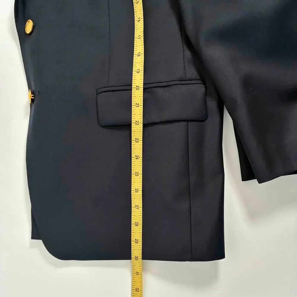 Vtg Men's Ralph Lauren Navy Wool 2-Button Preppy Blazer - 42S - Made in Canada